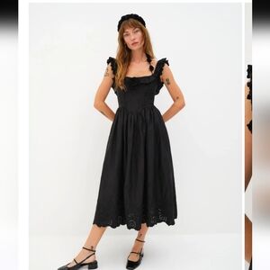 SOLD - for Love & Lemons Midi Dress with Rose Details - Black size S